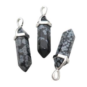 Natural Snowflake Jasper Bullet Pendant, approx 8x30mm