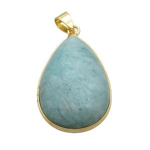 Natural Green Amazonite Teardrop Pendant, approx 20-30mm