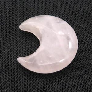 Pink Rose Quartz Moon Pendant Undrilled, approx 28-30mm