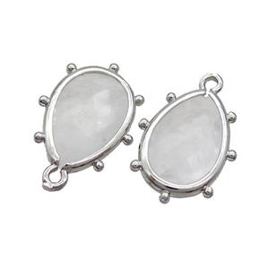 White Crystal Quartz Teardrop Pendant Platinum Plated, approx 10-18mm