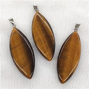 Natural Tiger Eye Sonte Leaf Pendant, approx 20-50mm
