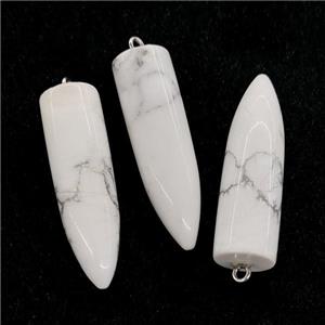 Natural White Howlite Turquoise Bullet Pendant, approx 10-40mm