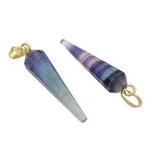 Natural Fluorite Pendulum Pendant Multicolor, approx 8-30mm