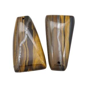 Natural Iron Tiger Eye Stone Trapeziform Pendant, approx 10-40mm