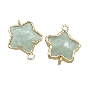Green Strawberry Quartz Flower Connector Gold Plated, approx 17mm