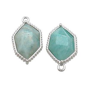 Natural Green Amazonite Prism Pendant Platinum Plated, approx 13-18mm