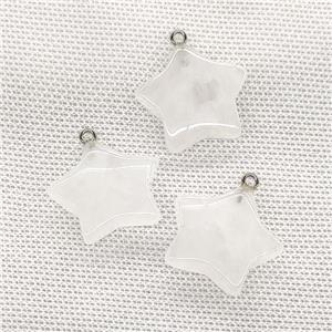 Natural Clear Crystal Quartz Star Pendant White, approx 24mm