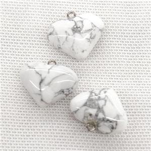 White Howlite Turquoise Heart Pendant, approx 20-25mm
