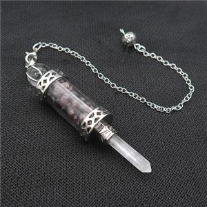 Garnet Chips Pendulum Pendant Crystal With Copper Chain Platinum Plated, approx 5mm, 12mm, 5-80mm, 17cm length