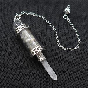Labradorite Chips Pendulum Pendant Crystal With Copper Chain Platinum Plated, approx 5mm, 12mm, 5-80mm, 17cm length