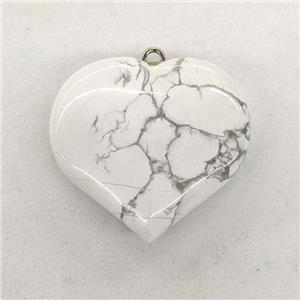 Natural White Howlite Turquoise Heart Pendant, approx 40mm