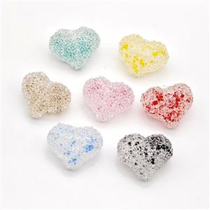 Resin Heart Beads Mixed Color, approx 25mm