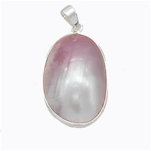 Natural Pink Mabe Shell Pendant Copper Platinum Plated, approx 20-28mm