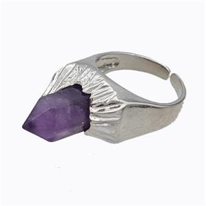 Copper Rings Pave Prism Amethyst Platinum Plated, approx 8mm, 18mm dia