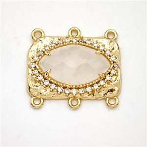 Clear Quartz Eye Connector Copper Pave Zirconia Gold Plated, approx 16-22mm