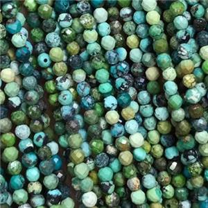 natural tiny Hubei Turquoise seed beads, faceted round, B-grade, approx 2mm dia