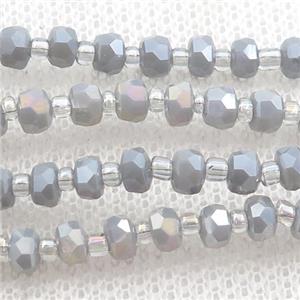 Jadeite Glass Beads, faceted rondelle, approx 4mm, 62cm length