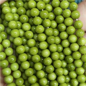 olive fire Lacquered Glass Beads, round, approx 8mm dia, 52pcs per st