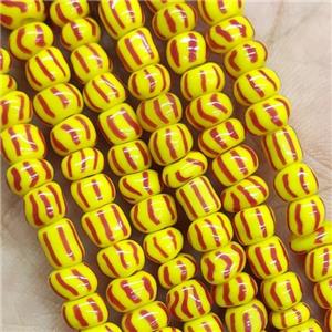 Yellow Lampwork Rondelle Beads, approx 4mm