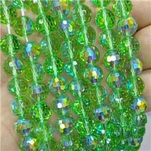 Green Chinese Crystal Glass Beads Electroplated Faceted Round, approx 6mm