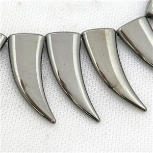 Hematite horn beads, pyrite color electroplated, approx 14-40mm