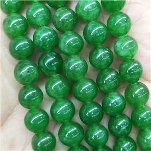 round Jade Beads, green, dye, approx 10mm dia