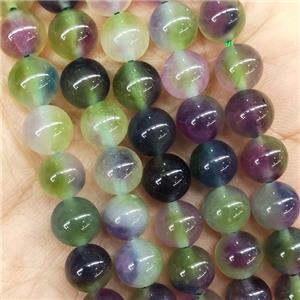 round Jade Beads, multicolor, dye, approx 8mm dia