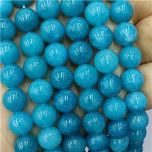 Teal Spong Jade Beads Smooth Round, approx 12mm dia
