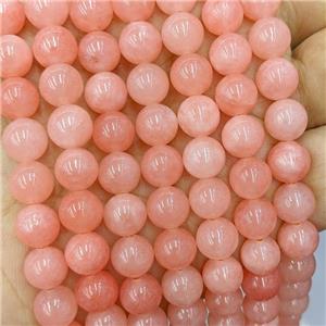 Sponge Jade Beads Pink Dye Smooth Round, approx 12mm dia