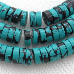 green Assembled Turquoise heishi beads, approx 3x8mm