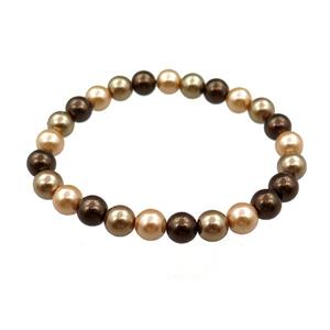 pearlized shell bracelet, mulitcolor, approx 8mm dia