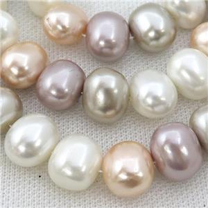 Pearlized Shell potato Beads, mix color, approx 12-16mm