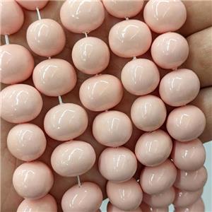 Salmon Pearlized Shell Potato Beads, approx 13-16mm