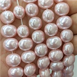 Lt.pink Pearlized Shell Potato Beads, approx 13-16mm