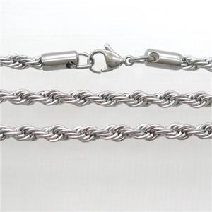 raw Stainless Steel Necklace Chain, approx 2.5mm, 45cm length