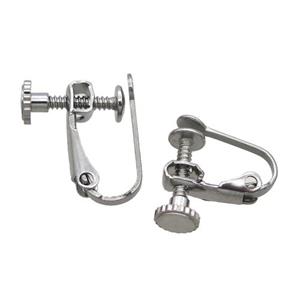 raw stainless steel Clip Earrings, approx 13-15mm