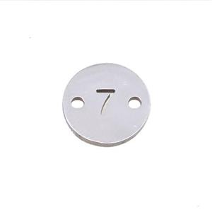 Raw Stainless Steel Circle Number7 Connector, approx 10mm dia