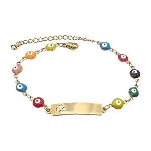 Stainless Steel Bracelets Evil Eye Multicolor Gold Plated, approx 6-30mm, 6mm, 16-22cm length