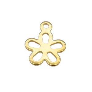 Stainless Steel Flower Pendant Gold Plated, approx 11.5mm