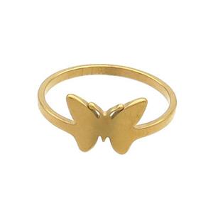 Stainless Steel Butterfly Rings Gold Plated, approx 8-10mm, 18mm dia