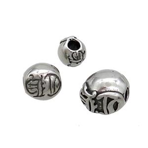 Stainless Steel Round Beads Antique Silver, approx 8mm