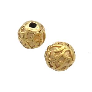Stainless Steel Round Beads Gold Plated, approx 10mm