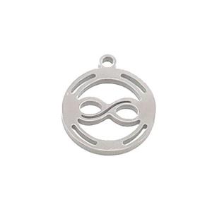 Raw Stainless Steel Infinity Charms Pendant Circle, approx 13mm