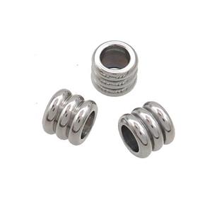 Raw Stainless Steel Tube Bads Large Hole, approx 6-7mm, 4mm hole