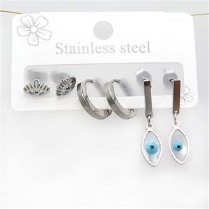 Raw Stainless Steel Earrings Eye, approx 6-10mm, 14mm dia