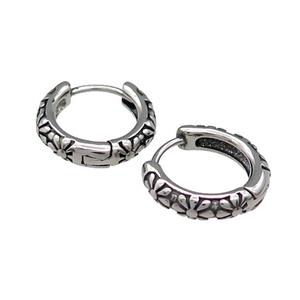 Stainless Steel Hoop Earrings Antique Silver, approx 15-16mm