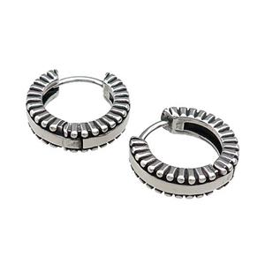 Stainless Steel Hoop Earrings Antique Silver, approx 15-16mm