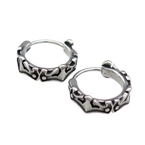 Stainless Steel Hoop Earrings Antique Silver, approx 15-16mm