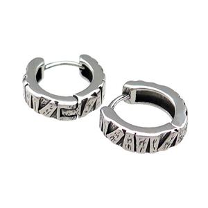Stainless Steel Hoop Earrings Antique Silver, approx 15-16mm