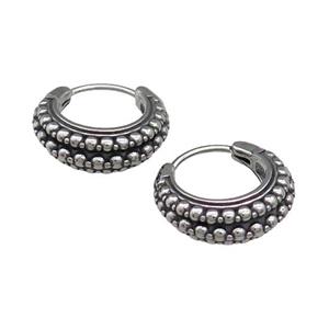 Stainless Steel Hoop Earrings Antique Silver, approx 15-16mm